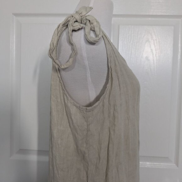 Valentina Naldi Linen Dress Womens Size Medium Beige Neutral Tie Straps Italian - Picture 6 of 10